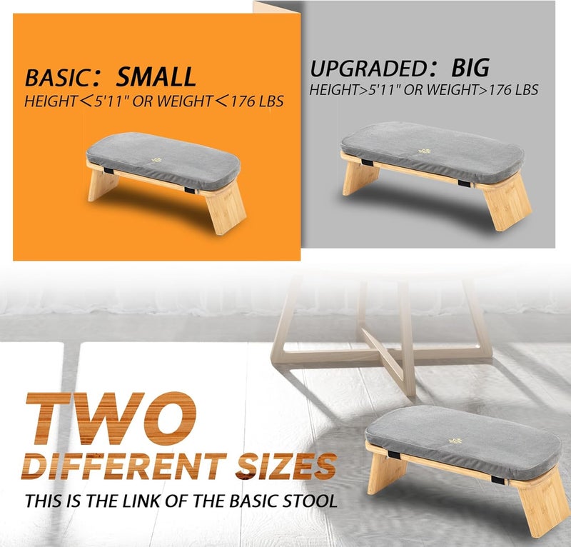 Estleys Meditation Bench, Bamboo Meditation Stool, Folding Kneeling Meditation Bench, Seiza Prayer Bench, Prayer Bench with Meditation Cushion, Kneeling Stool (Grey & Bag) - Image 4